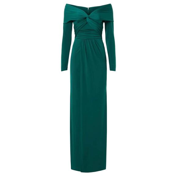 Zac Posen Off Shoulder Wrapped Around Gown in Green, Size US 6 - Picture 1 of 11